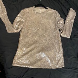 Rose gold sequin/glitter H & M long-sleeve blouse/shirt